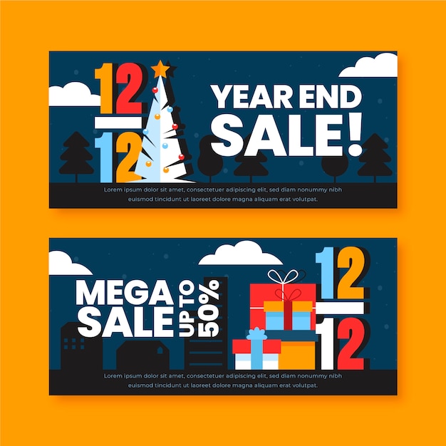 Vector gratuito conjunto de banners horizontales de venta plana 12.12.