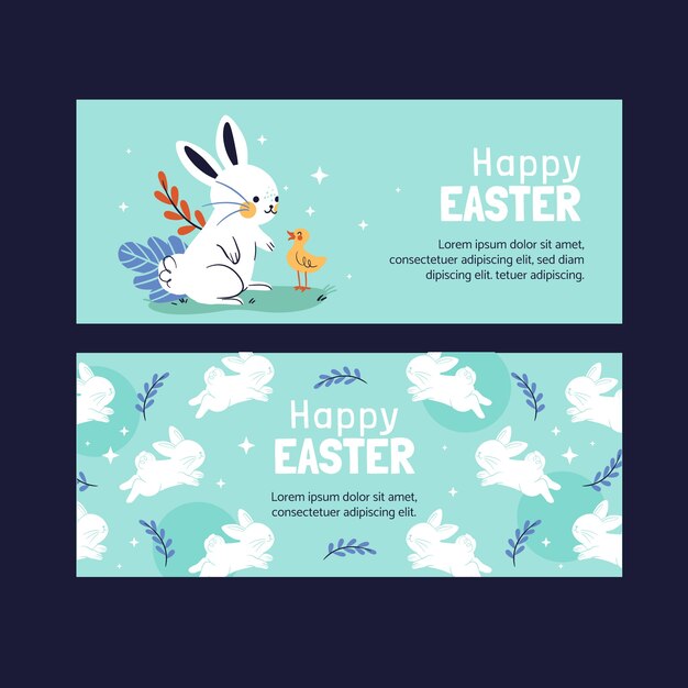 Conjunto de banners horizontales de venta plana de pascua