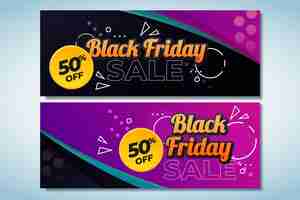 Vector gratuito conjunto de banners horizontales de venta de viernes negro plano