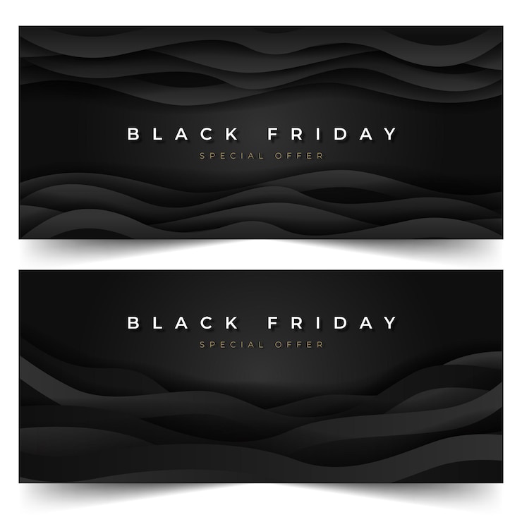 Vector gratuito conjunto de banners horizontales de viernes negro ondulado realista