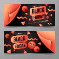 Vector gratuito conjunto de banners horizontales de viernes negro plano 3d