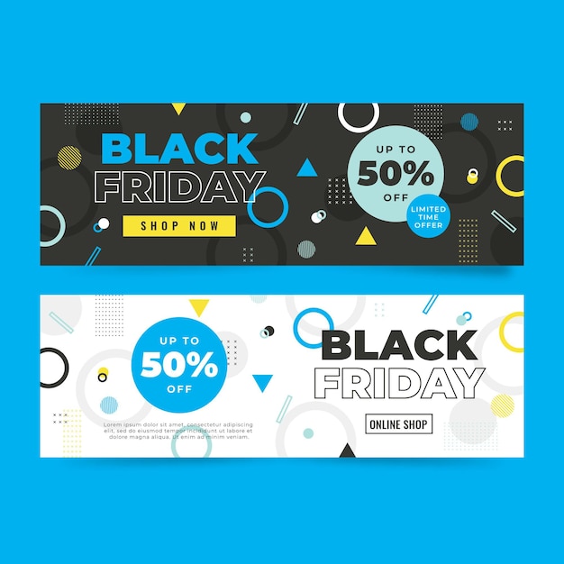 Vector gratuito conjunto de banners horizontales de viernes negro plano