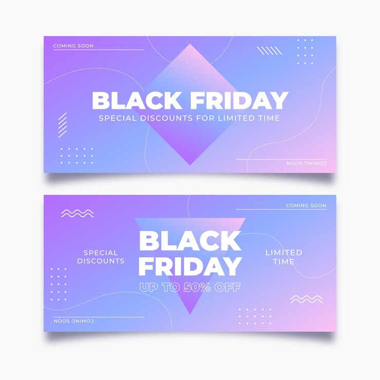 Vector gratuito conjunto de banners horizontales de viernes negro plano
