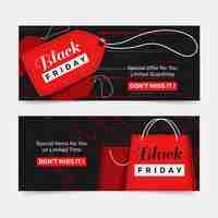 Vector gratuito conjunto de banners horizontales de viernes negro plano