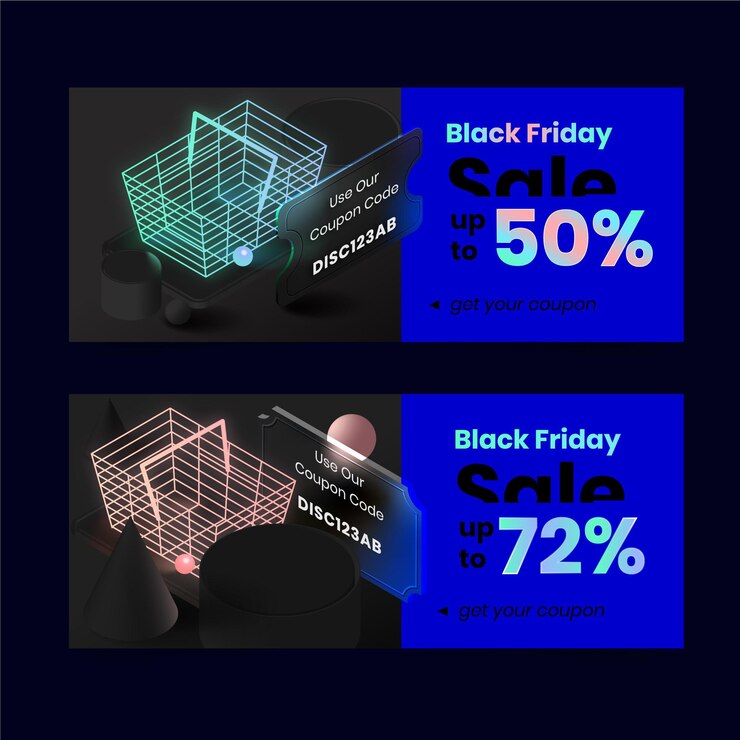 Vector gratuito conjunto de banners horizontales de viernes negro realista