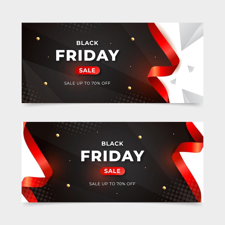 Vector gratuito conjunto de banners horizontales de viernes negro realista