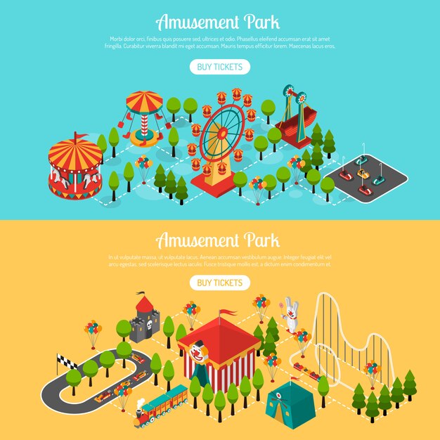 Conjunto de Banners isométricos de Attraction Park 2