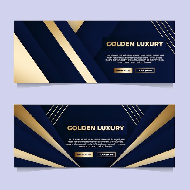 Conjunto de banners de lujo dorado degradado