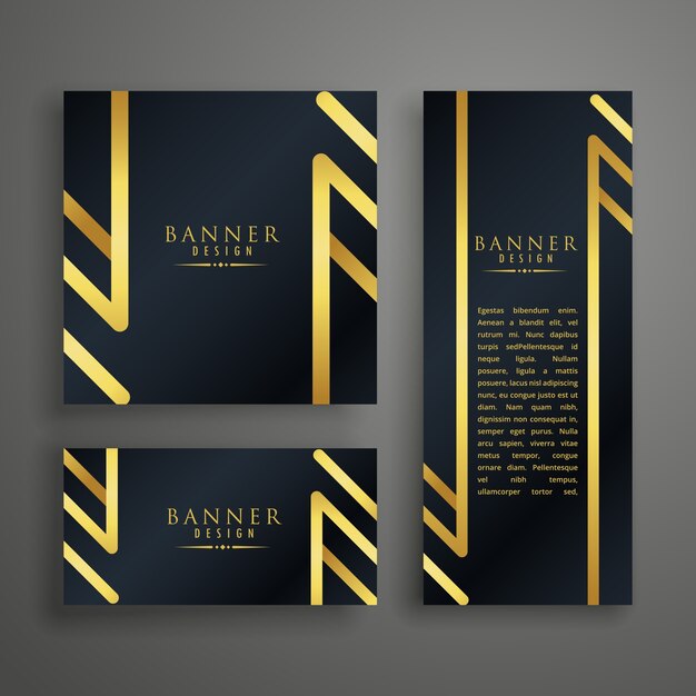 Conjunto de banners de lujo en formas diferentes