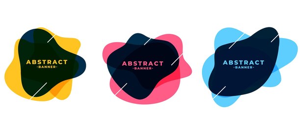 Conjunto de banners de marco abstracto de forma fluida