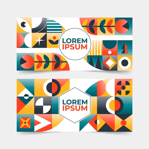 Conjunto de banners de mosaico degradado