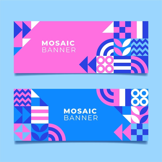 Conjunto de banners de mosaico plano