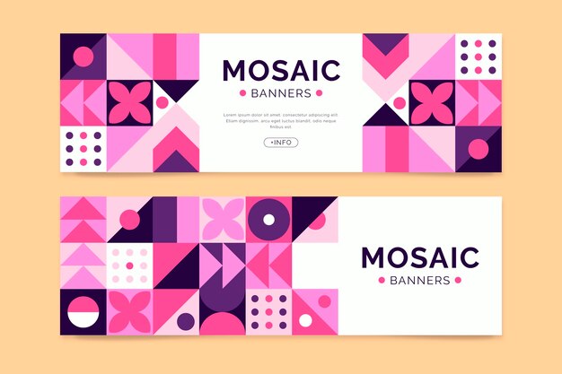 Conjunto de banners de mosaico plano