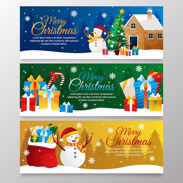 Conjunto de banners de navidad degradados