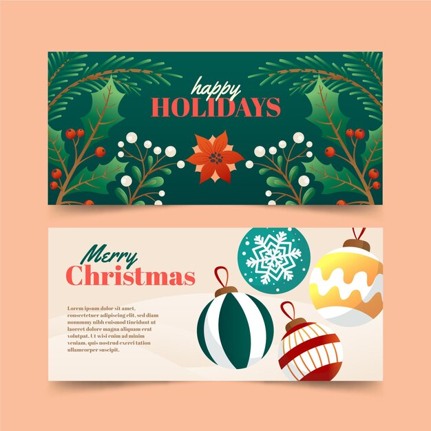 Conjunto de banners de navidad degradados