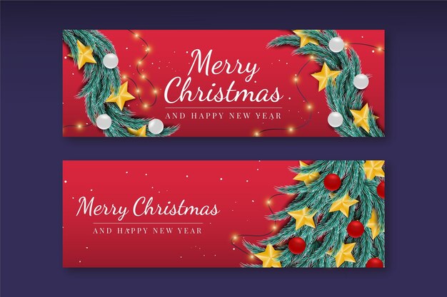 Conjunto de banners de navidad degradados