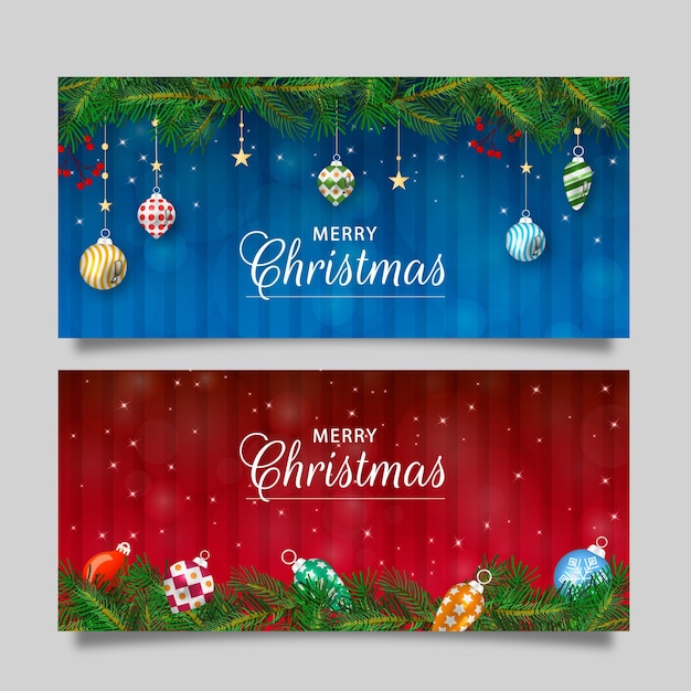 Vector gratuito conjunto de banners de navidad horizontales degradados