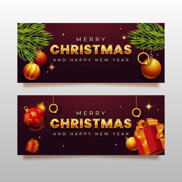 Conjunto de banners de navidad realista
