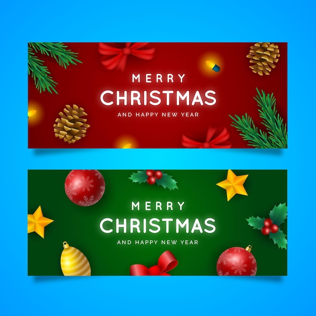 Vector gratuito conjunto de banners de navidad realista