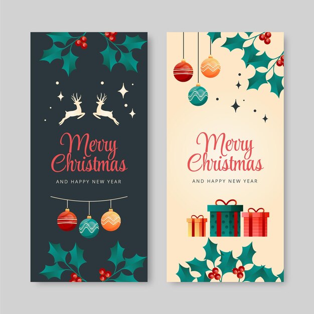 Conjunto de banners de navidad verticales degradados
