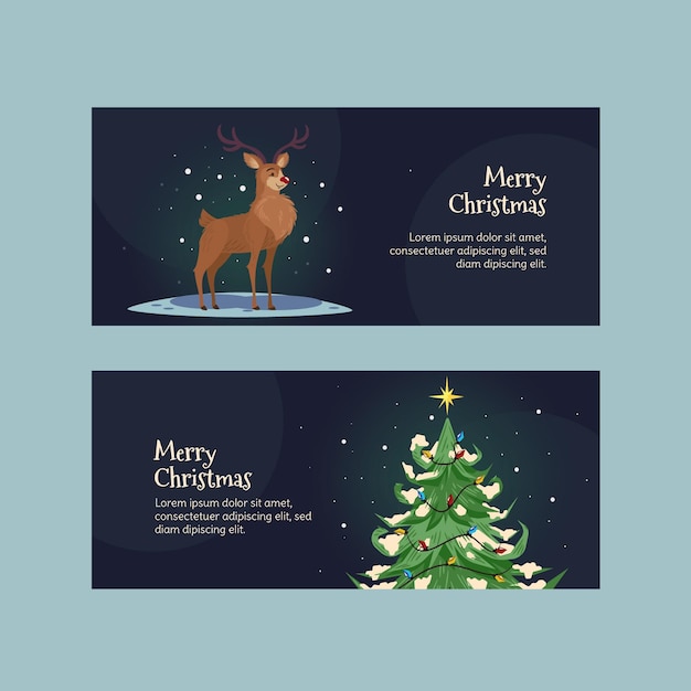 Vector gratuito conjunto de banners navideños planos dibujados a mano
