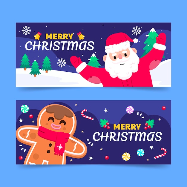 Conjunto de banners navideños planos
