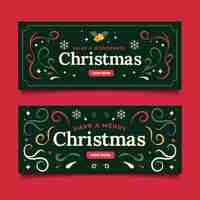 Vector gratuito conjunto de banners navideños planos