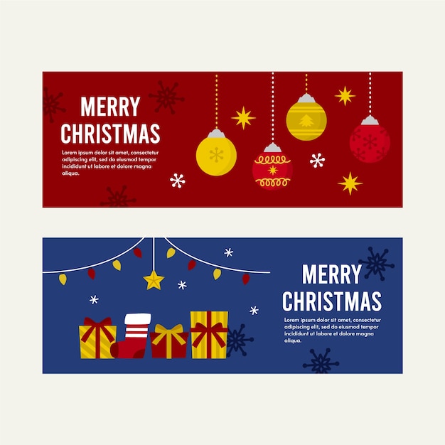 Conjunto de banners navideños planos