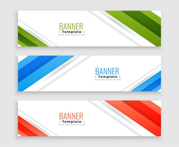 Conjunto de banners de negocios web moderno de tres plantillas