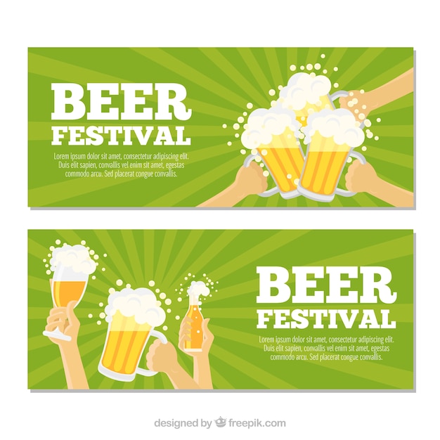 Vector gratuito conjunto de banners del oktoberfest con brindis de cerveza