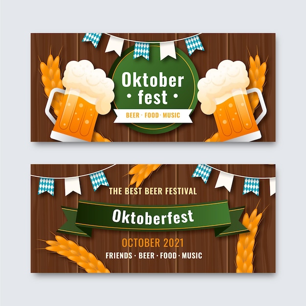 Vector gratuito conjunto de banners de oktoberfest realistas