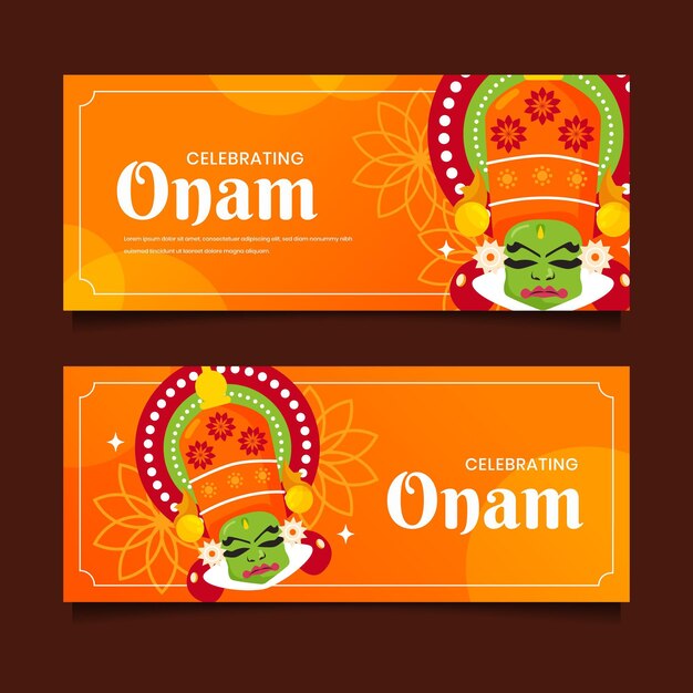 Conjunto de banners de onam plano