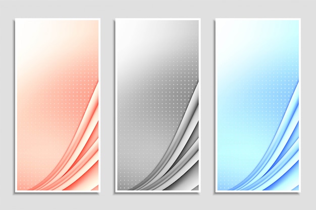 Vector gratuito conjunto de banners ondulado colorido abstracto