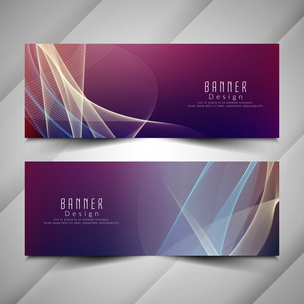 Conjunto de banners ondulado colorido elegante abstracto