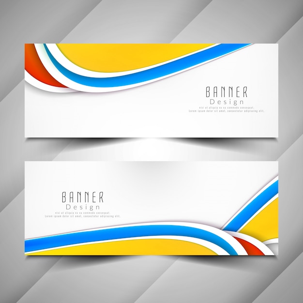 Conjunto de banners ondulados coloridos abstractos
