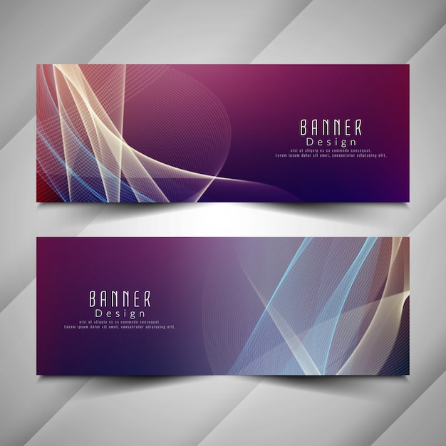 Conjunto de banners ondulados coloridos con estilo abstracto