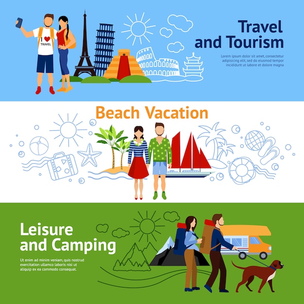 Vector gratuito conjunto de banners de opciones de vacaciones