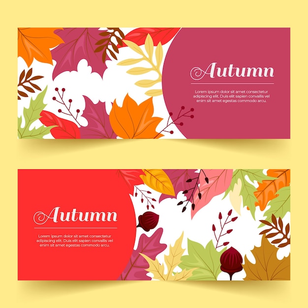 Vector gratuito conjunto de banners de otoño dibujados a mano