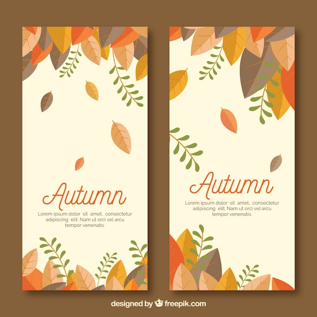 Conjunto de banners de otoño en estilo plano
