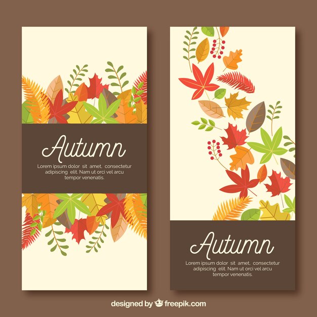 Conjunto de banners de otoño en estilo plano