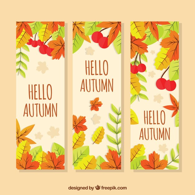 Conjunto de banners de otoño en estilo plano