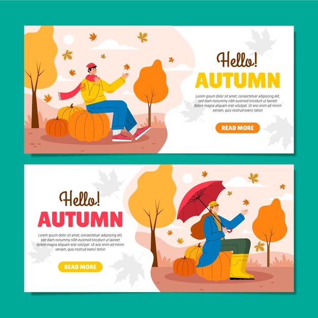 Conjunto de banners de otoño