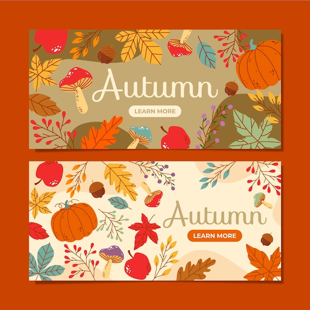 Conjunto de banners de otoño