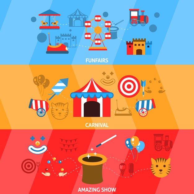 Conjunto de banners de parque de atracciones