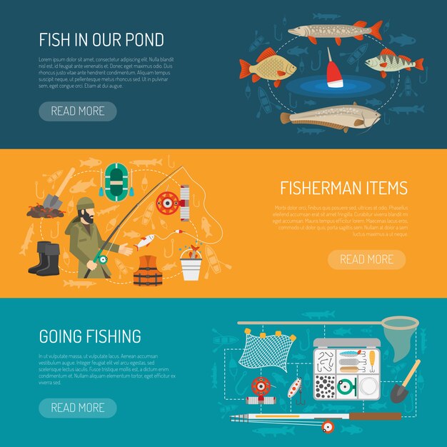 Conjunto de Banners de pesca