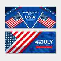 Vector gratuito conjunto de banners planos del día de la independencia del 4 de julio