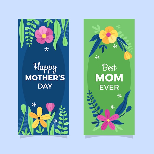 Conjunto de banners planos del día de la madre.