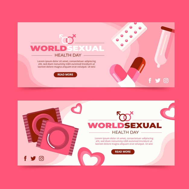 Vector gratuito conjunto de banners planos del día mundial de la salud sexual