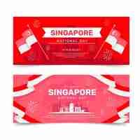 Vector gratuito conjunto de banners planos del día nacional de singapur