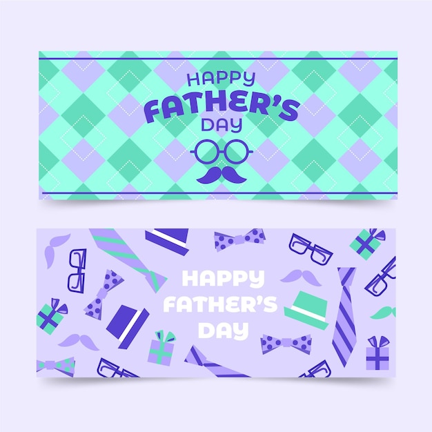 Vector gratuito conjunto de banners planos del día del padre.